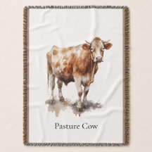 Pintura en Acuarela de Vaca de Granja Personalizad