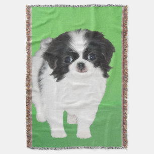 Manta Pintura japonesa de cachorro con chin - Arte origi