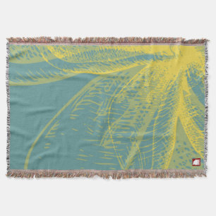 Manta Pintura moderna de flor dorada 1