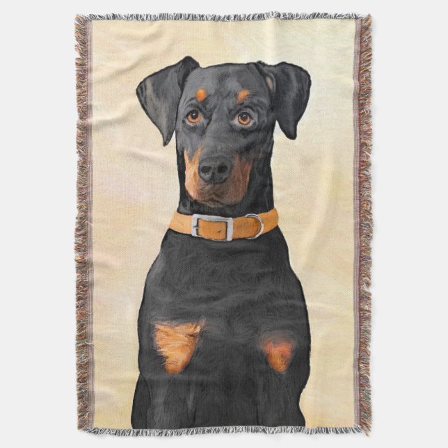 Manta Pintura original de Doberman Pinscher sin cortar (Frente vertical)