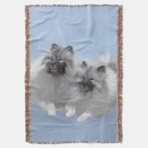 Manta Pintura original de pareja de Keeshond arte animal