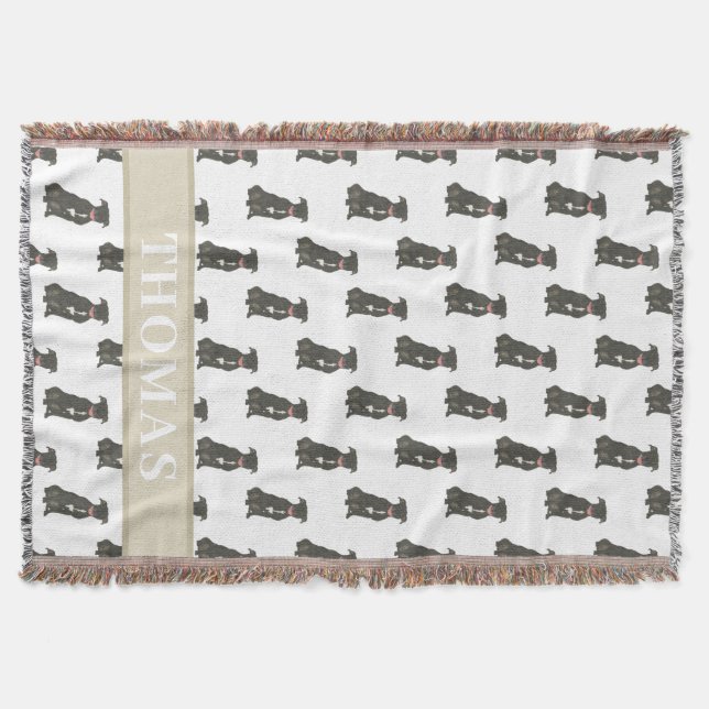 Manta Pitbull Staffy (negro) azul y blanco (Anverso)