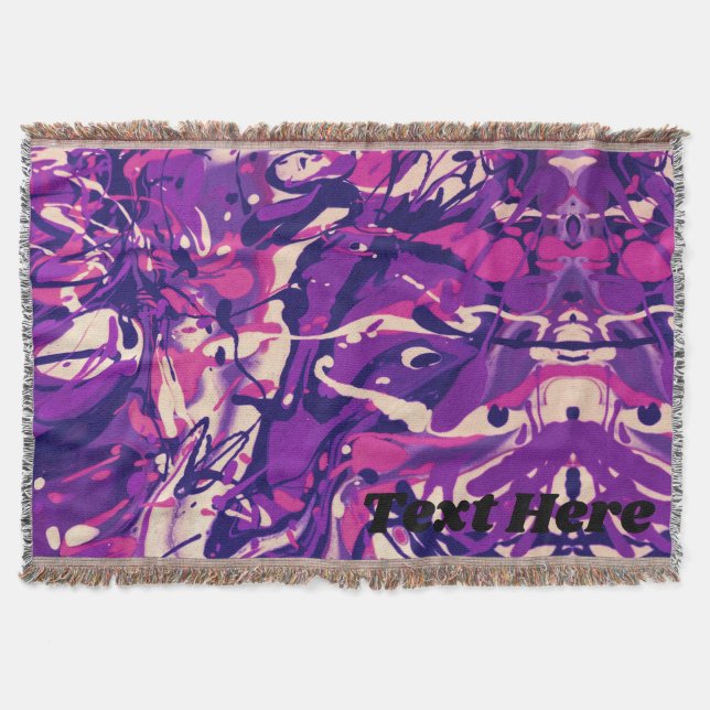 Manta Placa de pintura morada, blanca y rosa personaliza (Anverso)