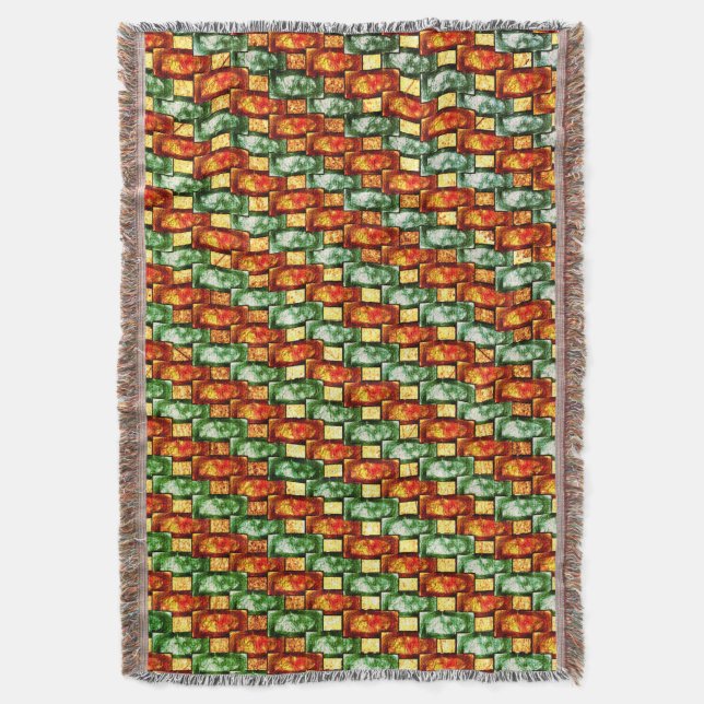 Manta Placas rectangulares rojas talladas y manchadas (Frente vertical)