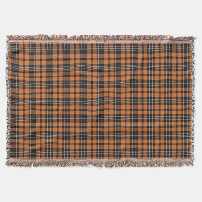 Manta Plaid Scottish Tartan Naranja Black Pattern (Anverso)