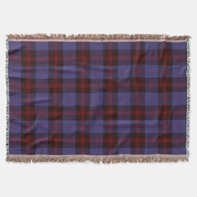 Manta  plaid tartan navy blue red  (Anverso)