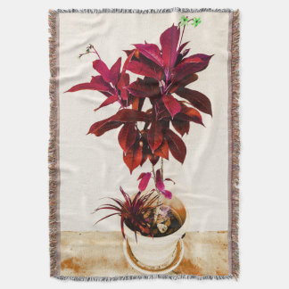 Manta Planta Jatropha en rojo profundo