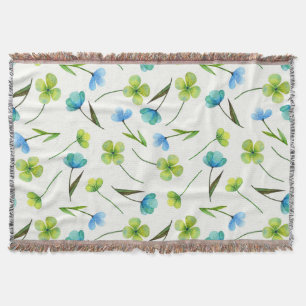 Manta Plantas acuarelas: Patrón floral sin foco.