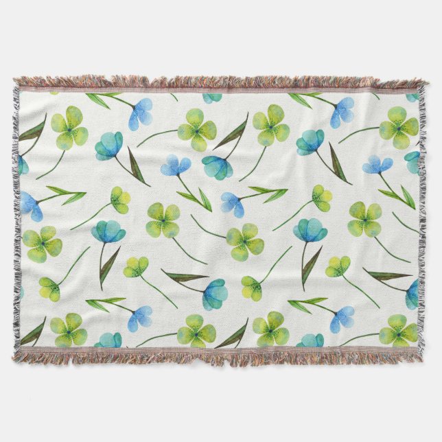 Manta Plantas acuarelas: Patrón floral sin foco. (Anverso)