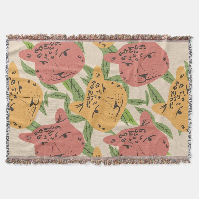 Manta Plantas de jungla de chita verde Coral verde (Anverso)