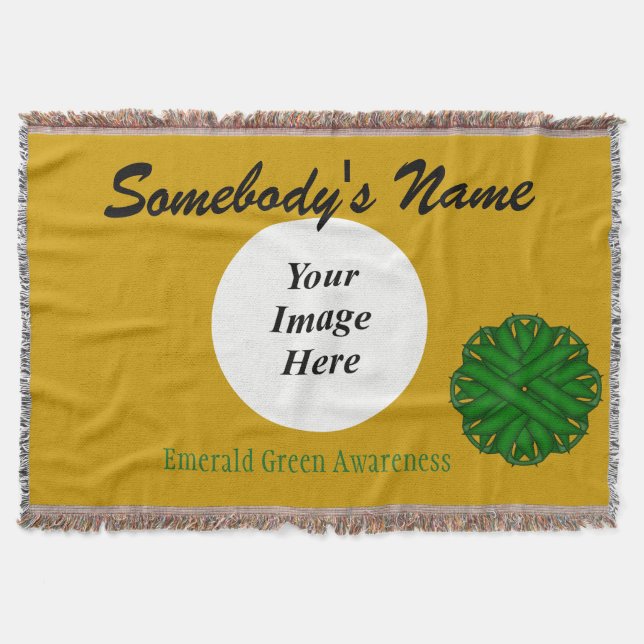 Manta Plantilla de cinta de flor verde esmeralda de K Yo (Anverso)