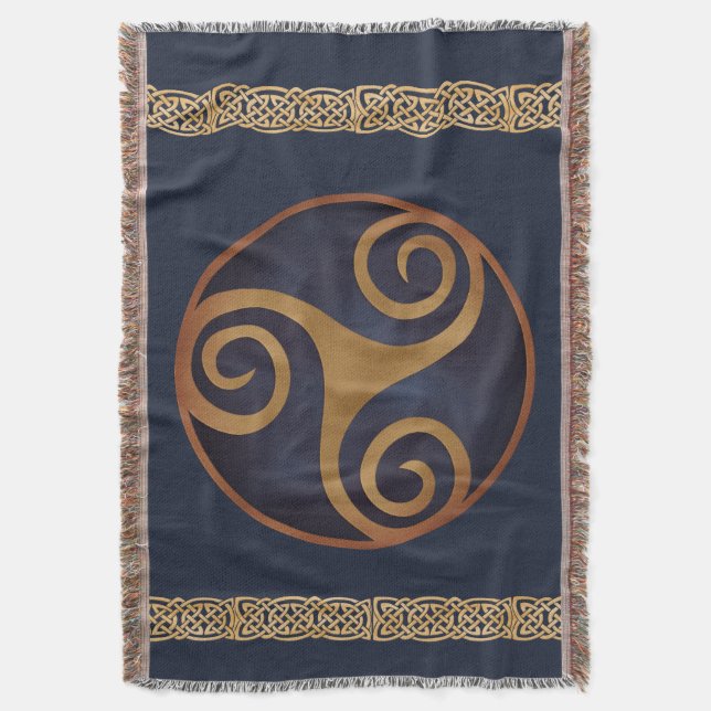 Manta Plantilla Personalizado de Triskelion Celta (Azul) (Frente vertical)