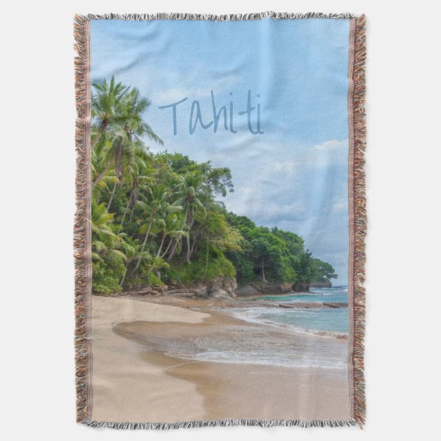 Manta Playa Tahiti Sand Blue Sky Palm Trees (Frente vertical)