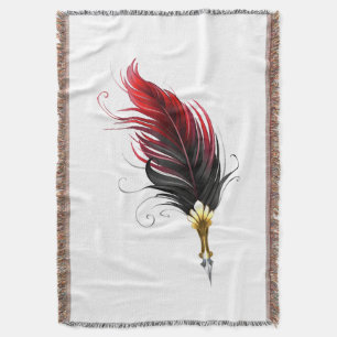 Manta Pluma de plumas rojas con nido de oro