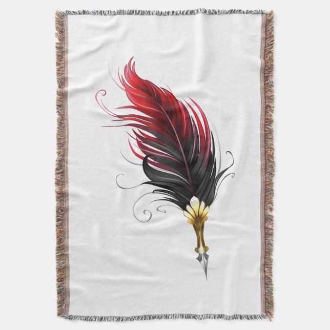 Manta Pluma de plumas rojas con nido de oro (Frente vertical)