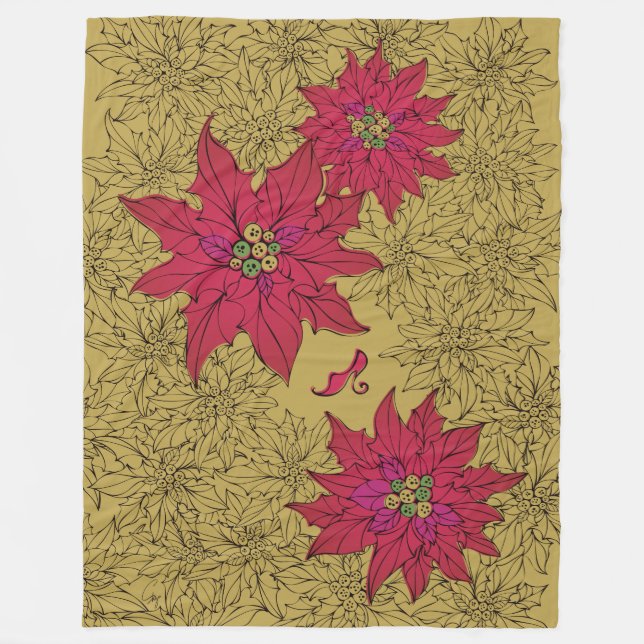 MANTA POLAR ポインセチアと赤い靴。からし色 (Anverso)