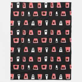 Manta Polar 020216 - Rosa tropical, blanco y negro en negro