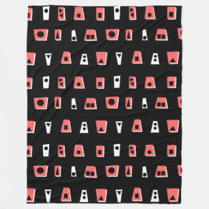 Manta Polar 020216 - Rosa tropical, blanco y negro en negro