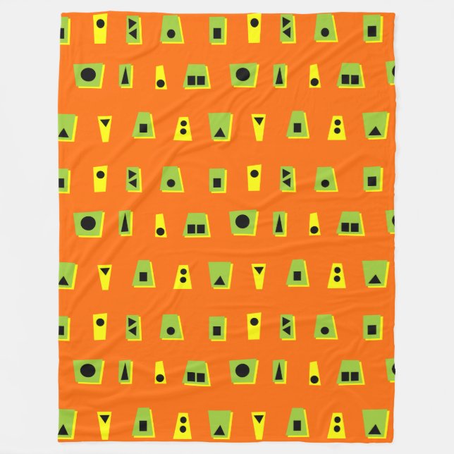 Manta Polar 020216 - Verde, amarillo y negro sobre el Naranja  (Anverso)