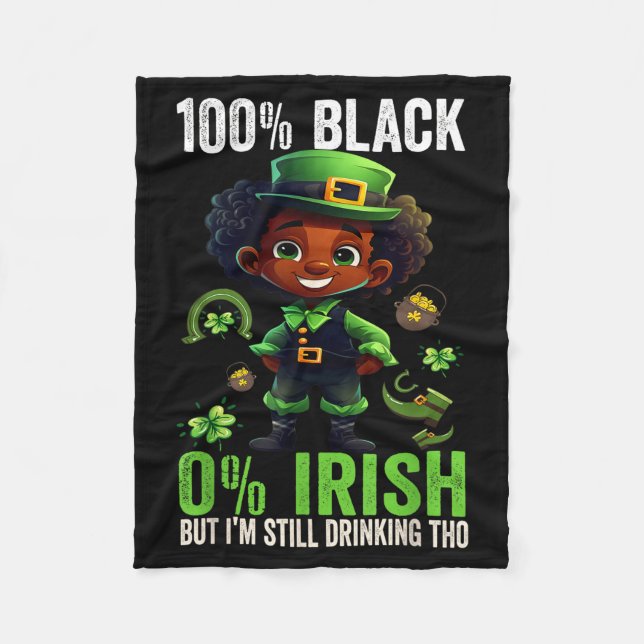 Manta Polar 0% Irish 100% Black -funny St. Patricks Day Black  (Anverso)