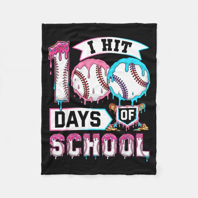 Manta Polar 100 Days Of School Boys Baseball Drip 100th Day Ki (Anverso)
