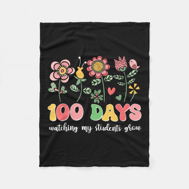 Manta Polar 100 días cultivando flores de boho (Anverso)