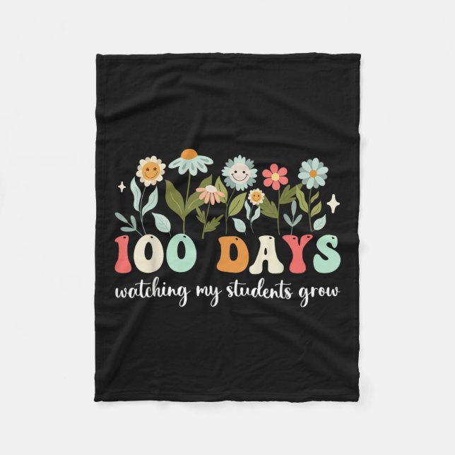 Manta Polar 100 días cultivando flores de boho (Anverso)