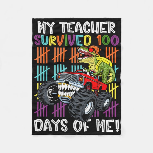 Manta Polar 100 días de clases mi profesor sobrevivió 100 días (Anverso)