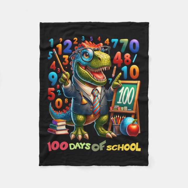 Manta Polar 100 Días De Diversión Escolar De T-rex Math Para P (Anverso)