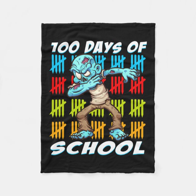 Manta Polar 100 Días De Escuela Dabbing Zombie Divertido Anima (Anverso)