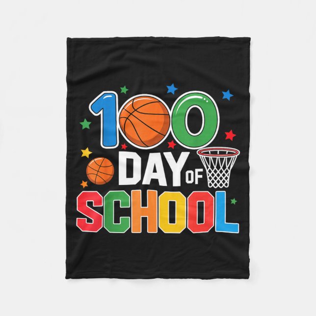 Manta Polar 100th Day Of School Basketball - Kids 100 Days Of  (Anverso)