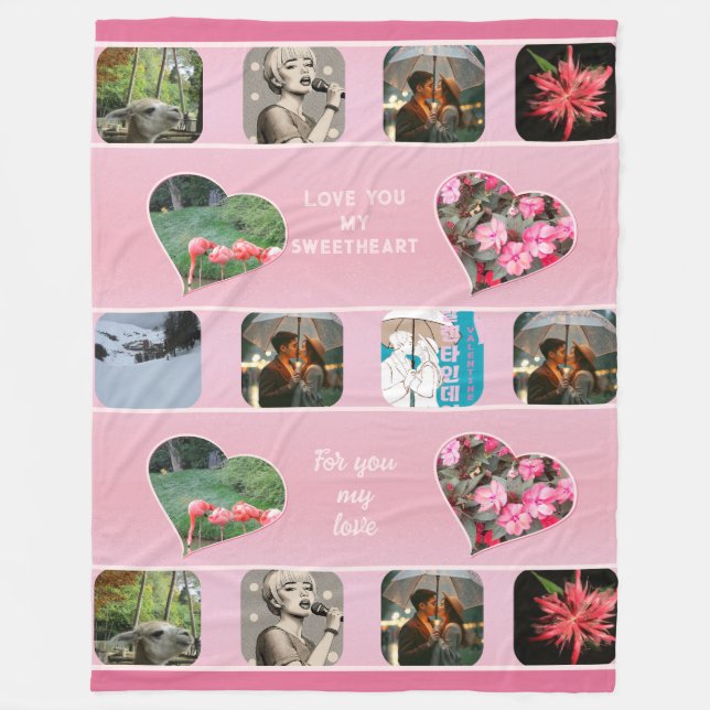 Manta Polar 10 personalizado rosa moderno de collage de fotogr (Anverso)