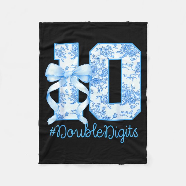 Manta Polar 10th Birthday Girl Blue Coquette Bow 10 Year Old  (Anverso)