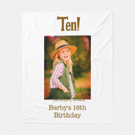 Manta Polar 10th birthday photo name date simple brown beige b