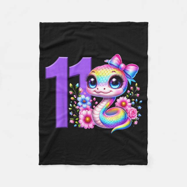 Manta Polar 11th Birthday Girl Snake Party Rainbow Coquette Bo (Anverso)