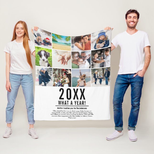 Manta Polar 12 Año De La Familia Del Collage de fotos En Resum (In situ)