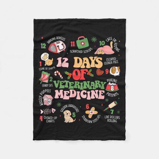 Manta Polar 12 Days Of Veterinary Medicine Funny Christmas Vet (Anverso)
