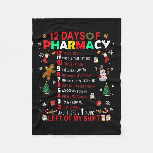 Manta Polar 12 Días De Funny Navidades Farmacéuticos Tecnológi (Anverso)