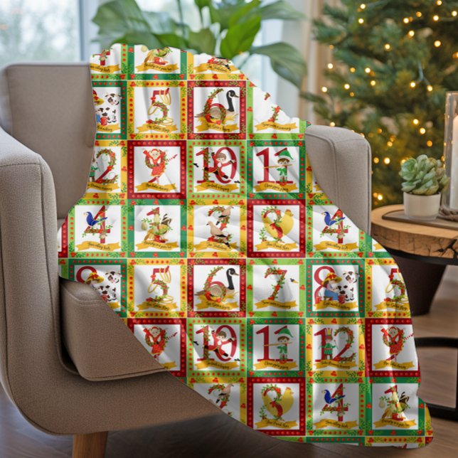 Manta Polar 12 días de Navidades (12 Days of Christmas Fleece Blanket)
