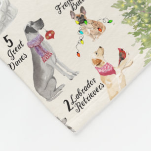 Manta Polar 12 perros del navidad en el traje del día de