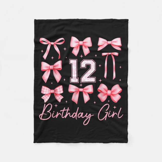 Manta Polar 12th Birthday Girl Coquette Bow Floral Toile 12 Ye (Anverso)