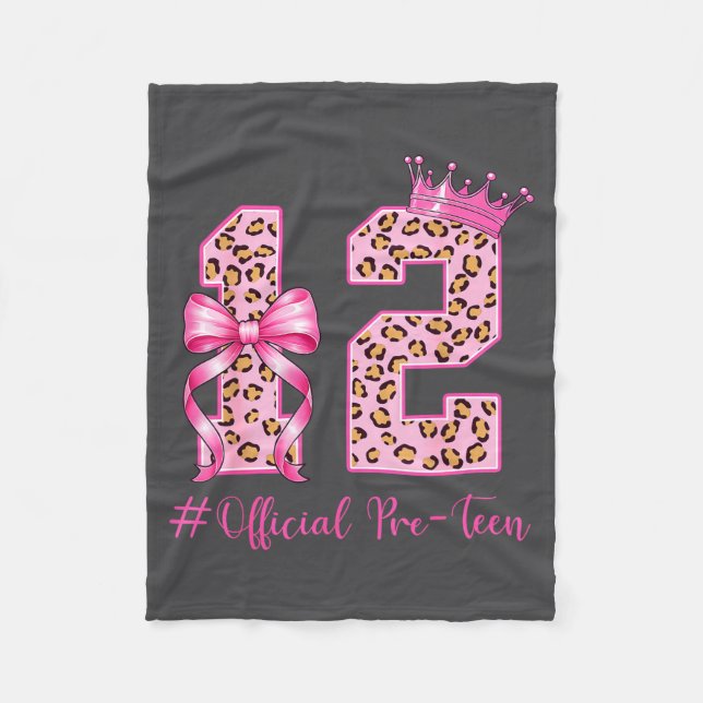 Manta Polar 12th Birthday Girl Nk Coquette Bow Leopard 12 Year (Anverso)