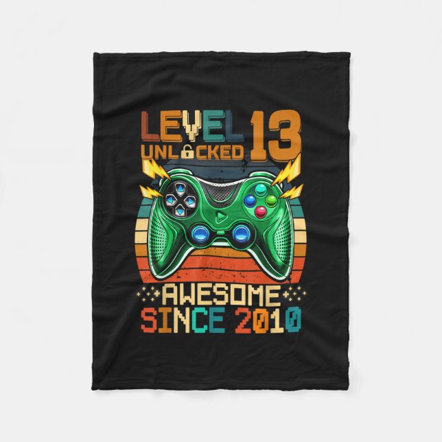 Manta Polar 13.ª Regalo de cumpleaños Niños Nivel 13 Desbloque (Anverso)