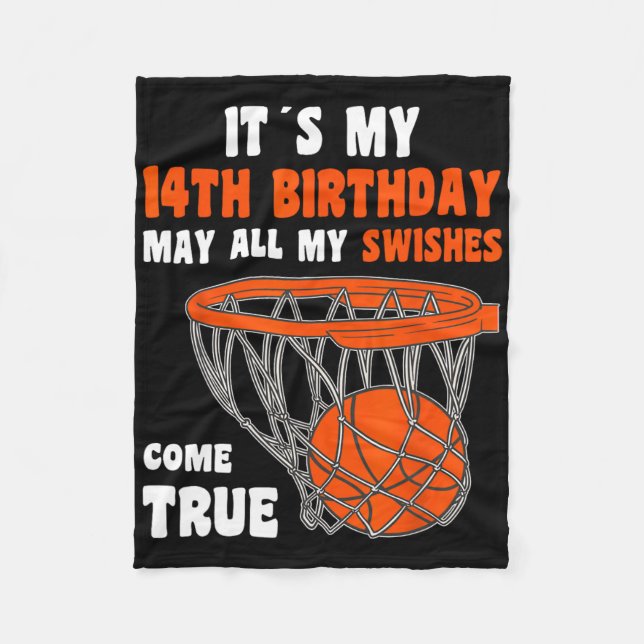 Manta Polar 14 años Feliz 14 cumpleaños Bysketbyll 14th Bi (Anverso)