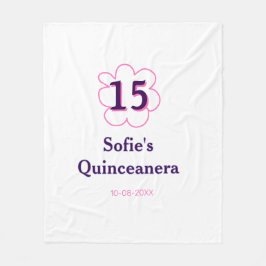 Manta Polar 15.ª quinceañera feliz cumpleaños púrpura rosa