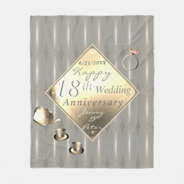 Manta Polar 18° aniversario de Boda ojo de gato porcelano