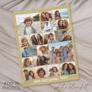 Manta Polar 18 Colaje de Fotos - Texto Personalizado - Dorado