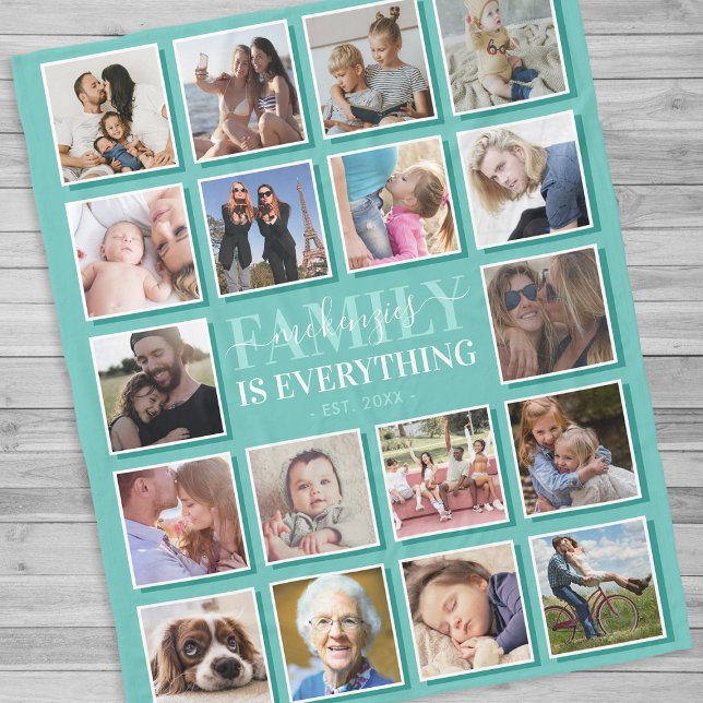 Manta Polar 18 Nombre familiar de Collage de fotos Verde azula (Subido por el creador)