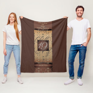Manta Polar 19° Aniversario Boda Oscuro Fleece Bronce Blanke