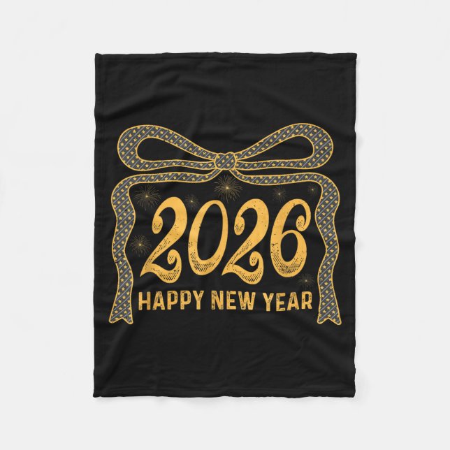 Manta Polar 2026 Happy New Year Bow Fireworks Celebration Desi (Anverso)